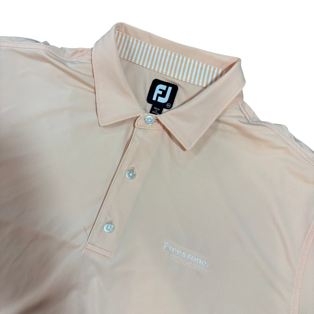 FOOTJOY FJ Polo‎ Shirt Mens 2XL Peach Golf Performance Stretch Short Sleeve